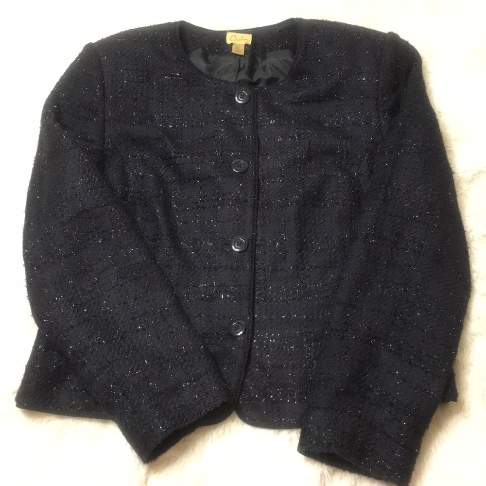 Stunning Caslon Black Tweed Suit Size 14/16 - Picture 1 of 6